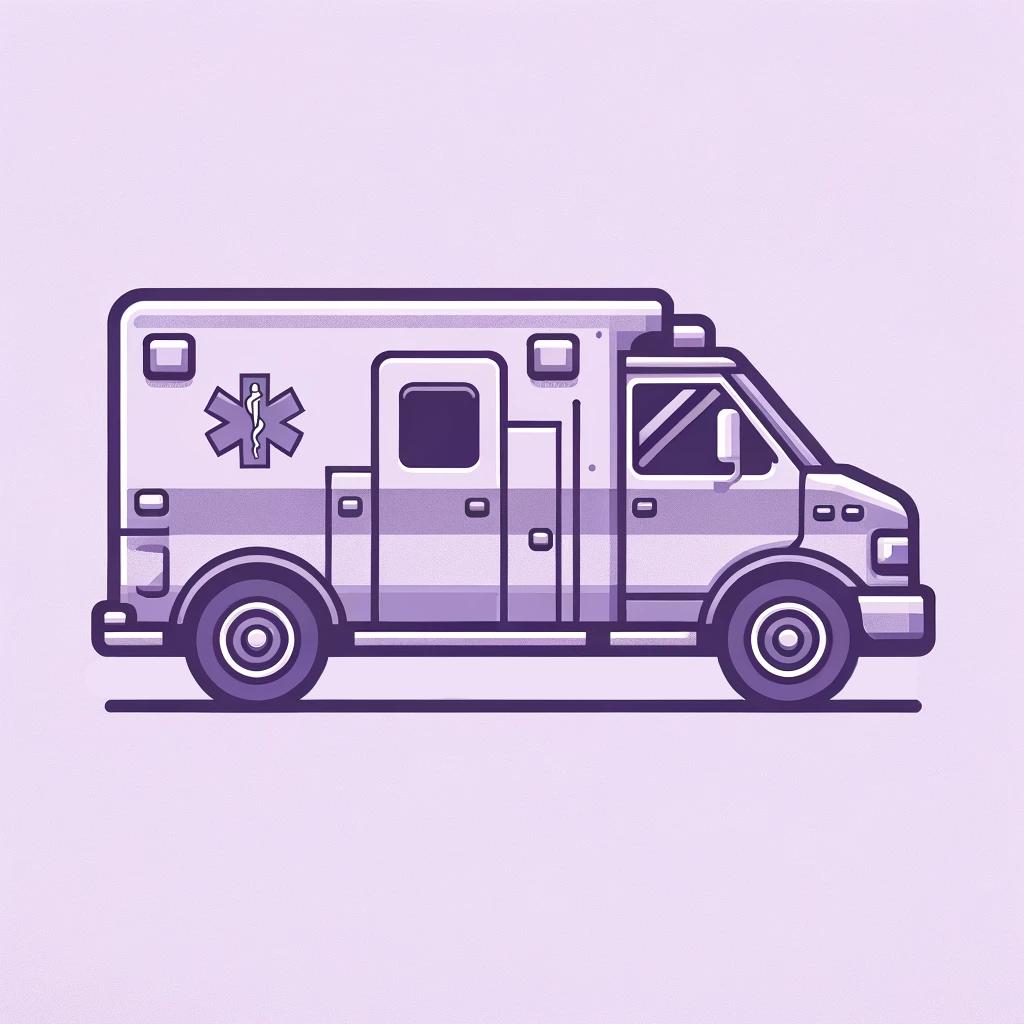 Einfache Zeichnung eines Rettungswagens in lila Farbtönen