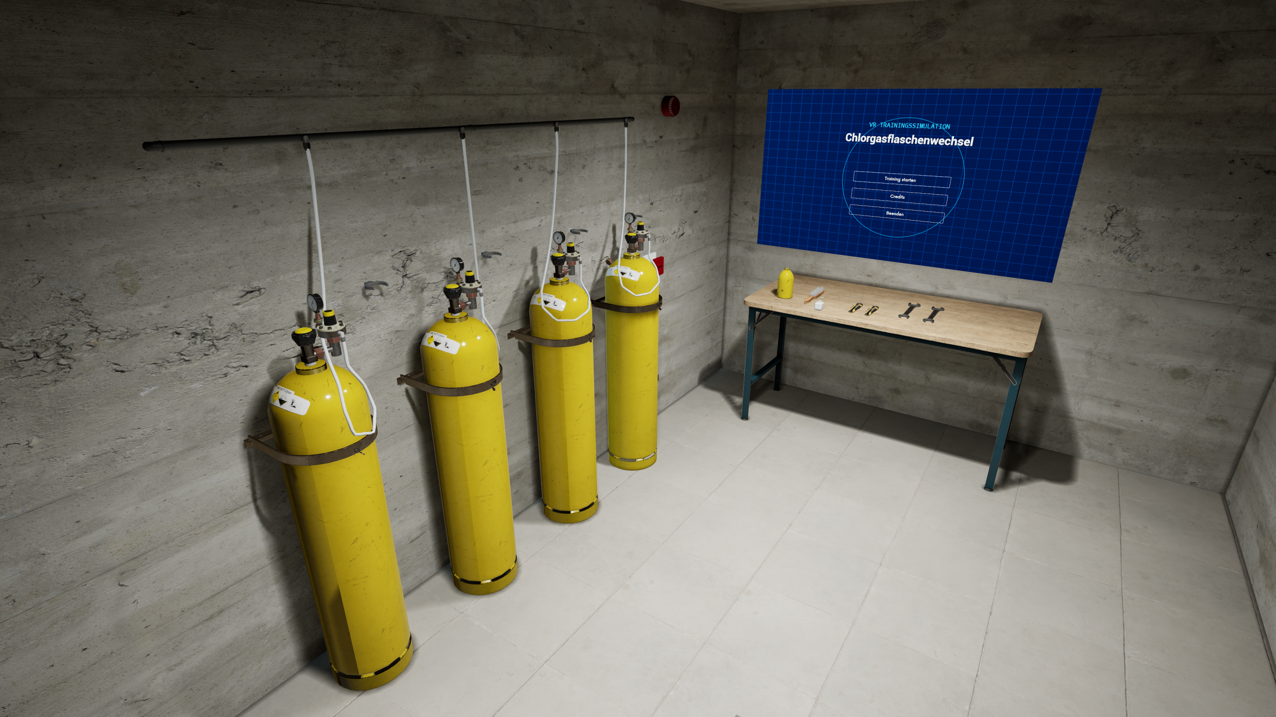 Druckgasflaschen im virtuellen Trainingsraum